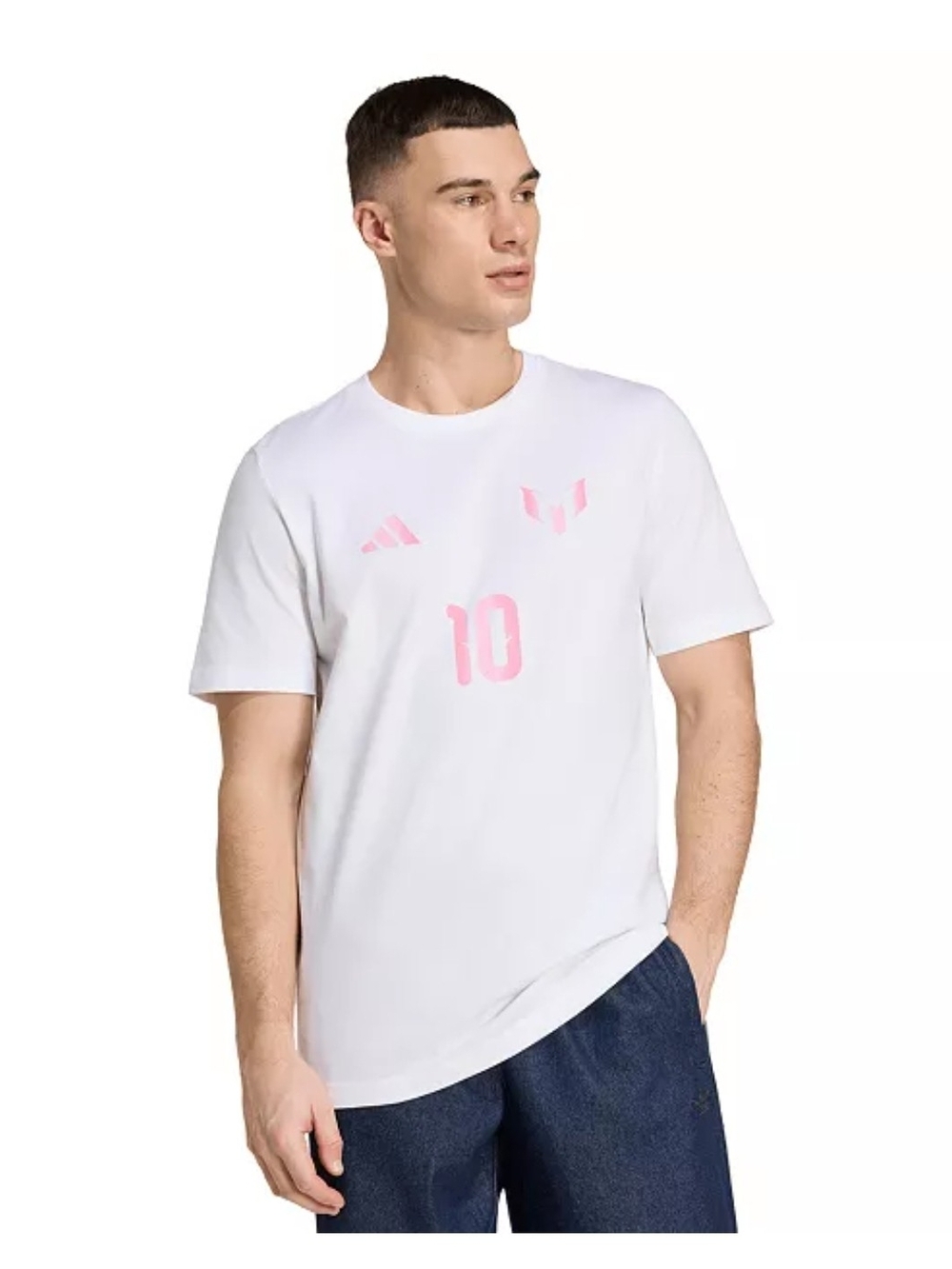 adidas Men's Messi Crewneck T-Shirt Color White/pink Size 2XL